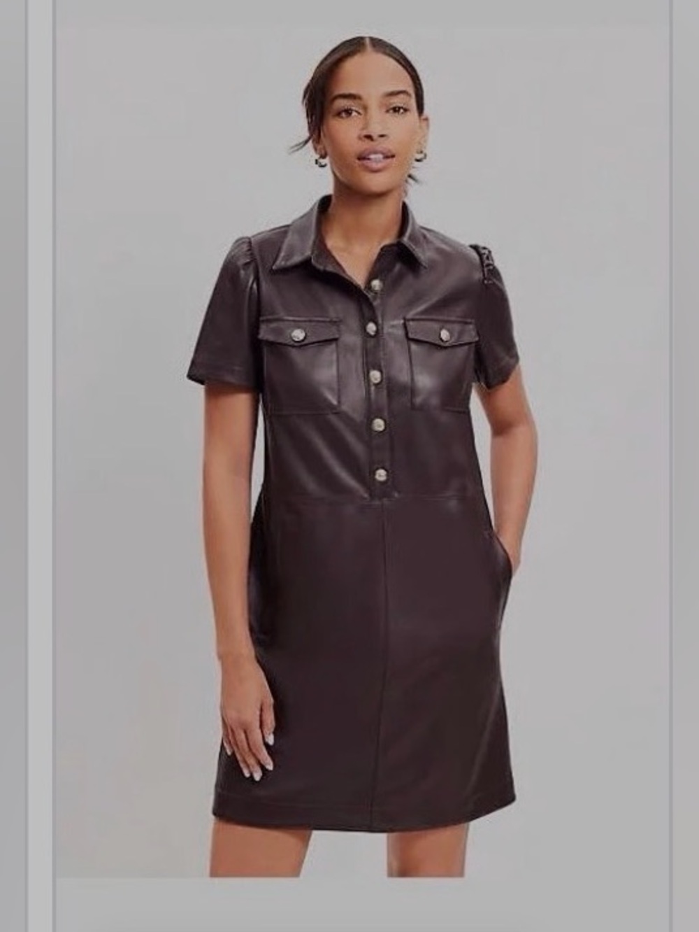 Loft brown leather like dress